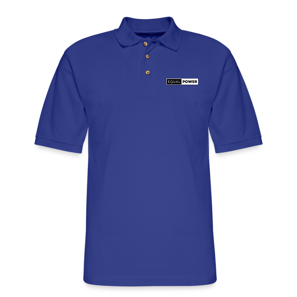 black and royal blue polo shirt