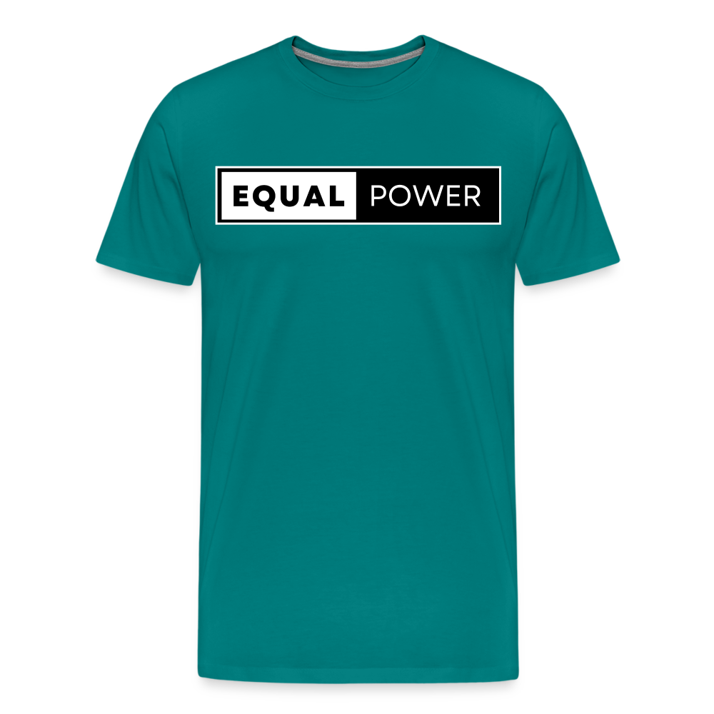 Equal Power T-Shirt - Men Short Sleeve - EP-White - teal