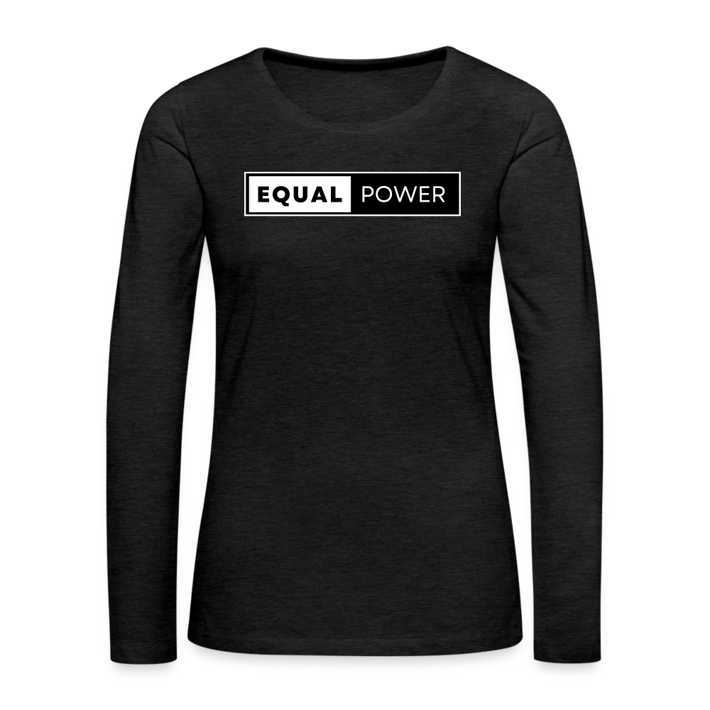 Equal Power T-Shirt - Women Long Sleeve - EP-White - charcoal grey