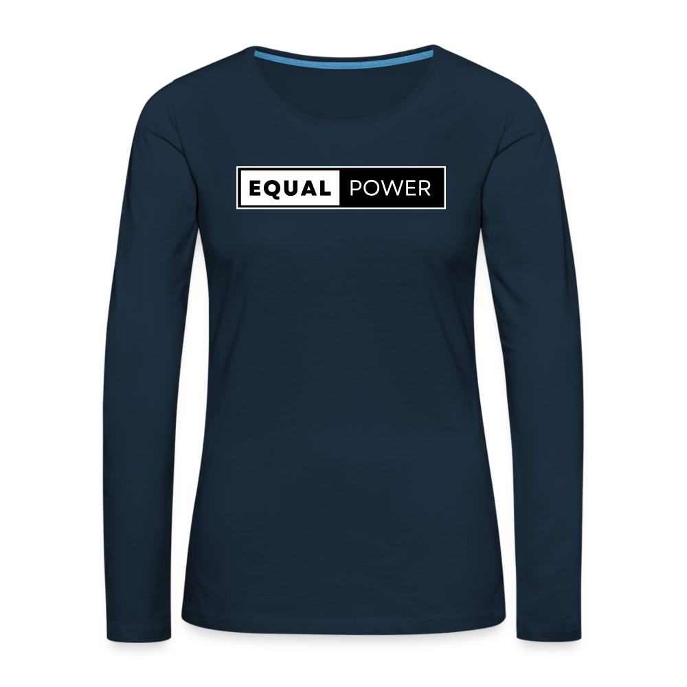 Equal Power T-Shirt - Women Long Sleeve - EP-White - deep navy