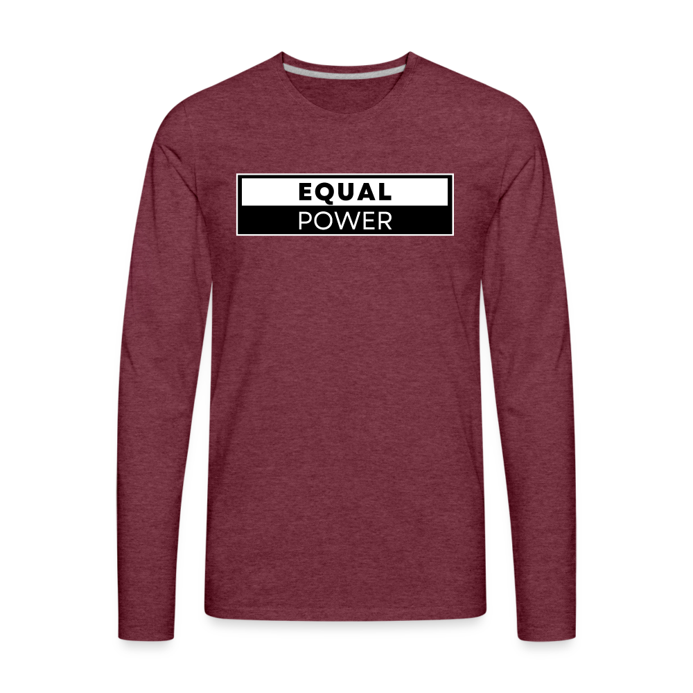 Equal Power T-Shirt - Men Long Sleeve - EPV-White - heather burgundy