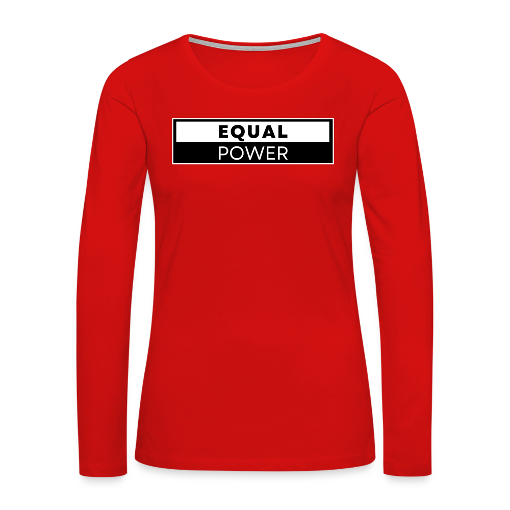 Equal Power T-Shirt - Women Long Sleeve - EPV-White - red