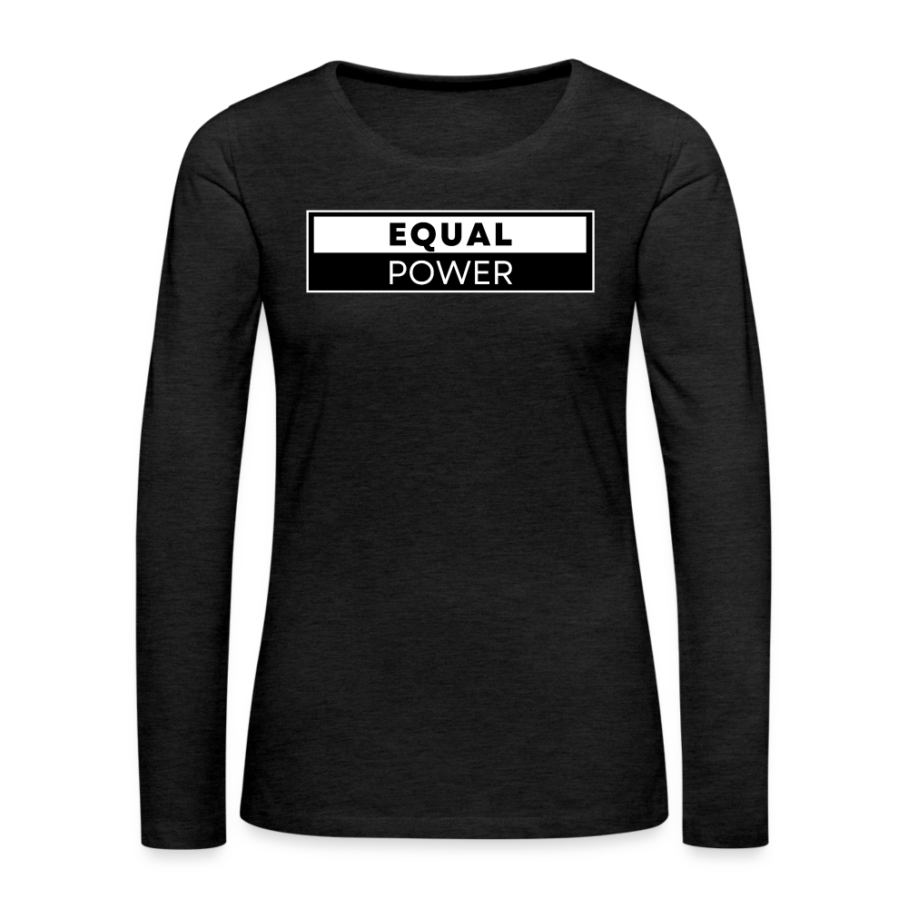 Equal Power T-Shirt - Women Long Sleeve - EPV-White - charcoal grey