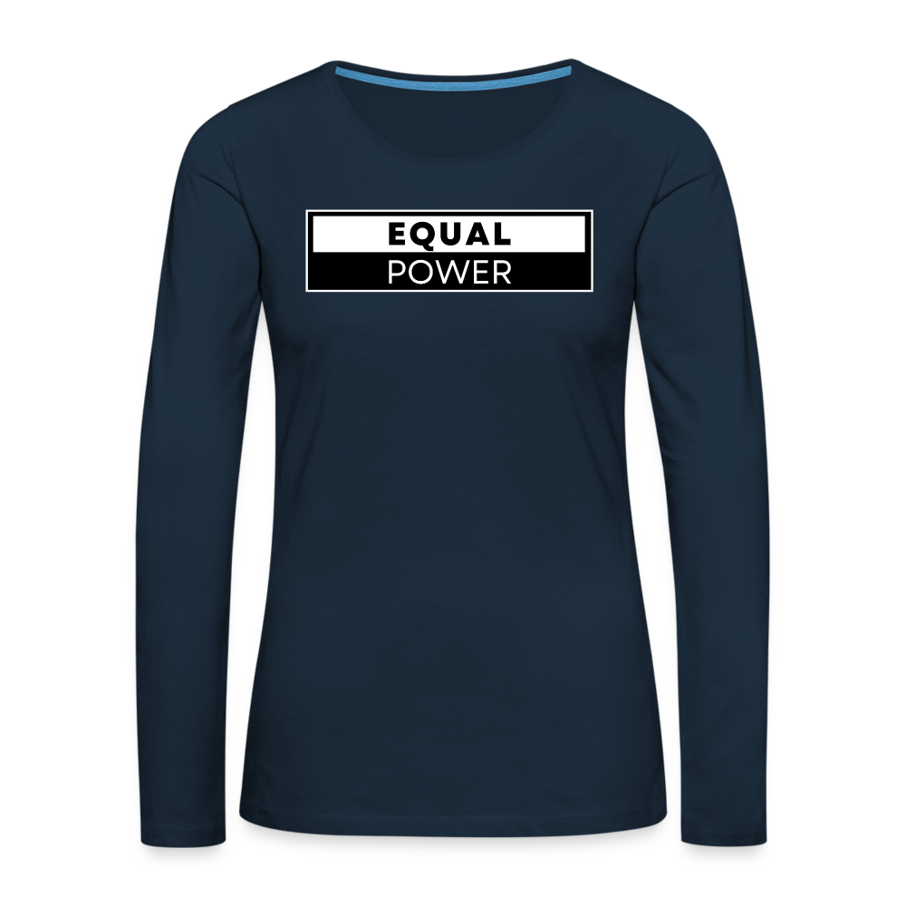 Equal Power T-Shirt - Women Long Sleeve - EPV-White - deep navy