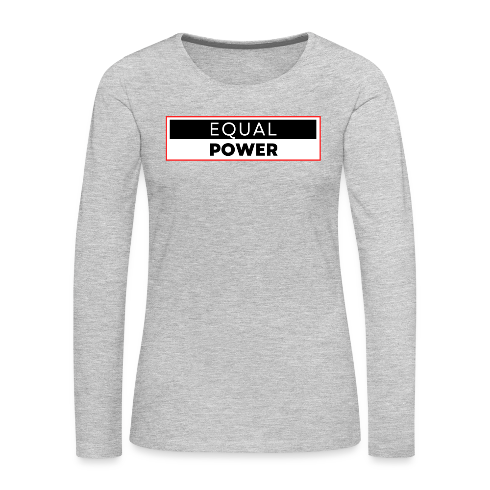 Equal Power T-Shirt - Women Long Sleeve - EPV-Red - heather gray