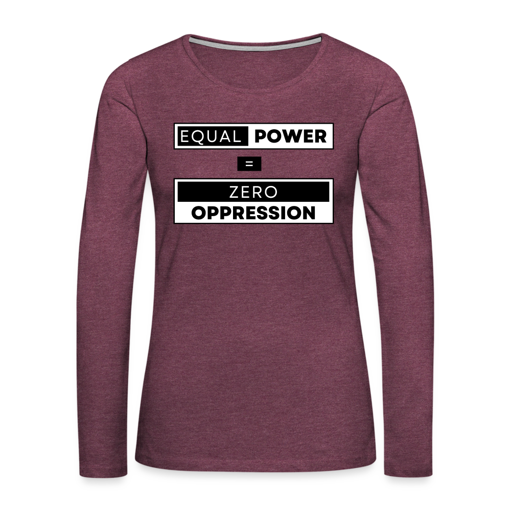 Equal Power T-Shirt - Women Long Sleeve - EPZ-Black - heather burgundy