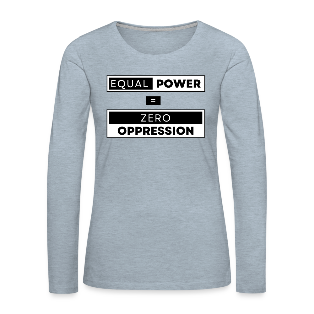 Equal Power T-Shirt - Women Long Sleeve - EPZ-Black - heather ice blue