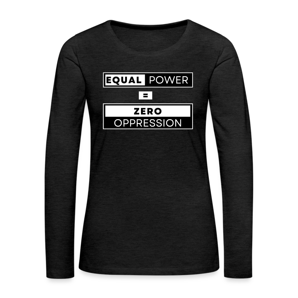 Equal Power T-Shirt - Women Long Sleeve - EPZ-White - charcoal grey