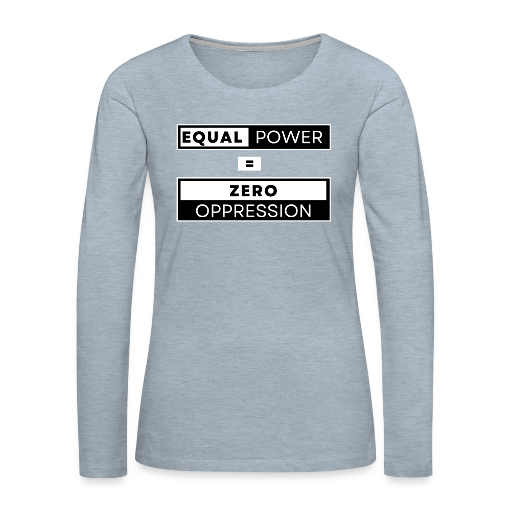 Equal Power T-Shirt - Women Long Sleeve - EPZ-White - heather ice blue