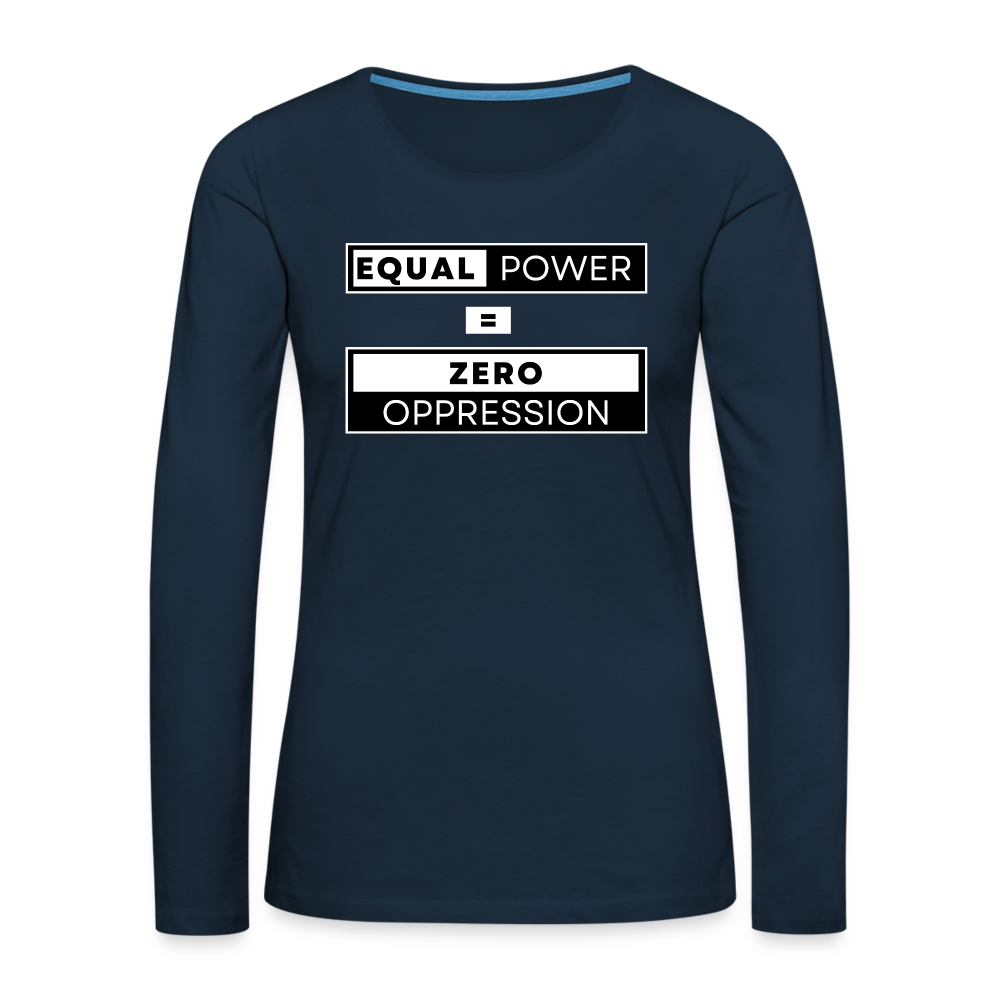 Equal Power T-Shirt - Women Long Sleeve - EPZ-White - deep navy