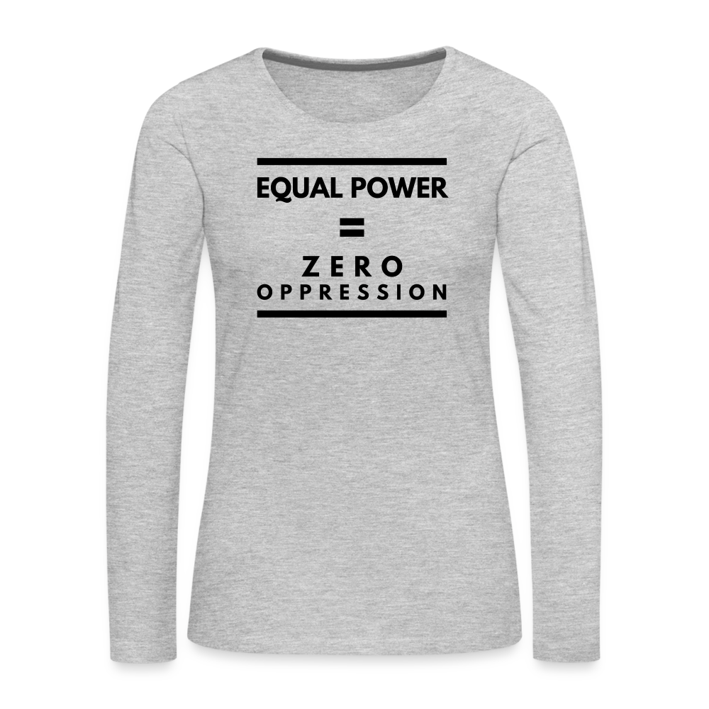 Equal Power T-Shirt - Women Long Sleeve - Sym-Black - heather gray