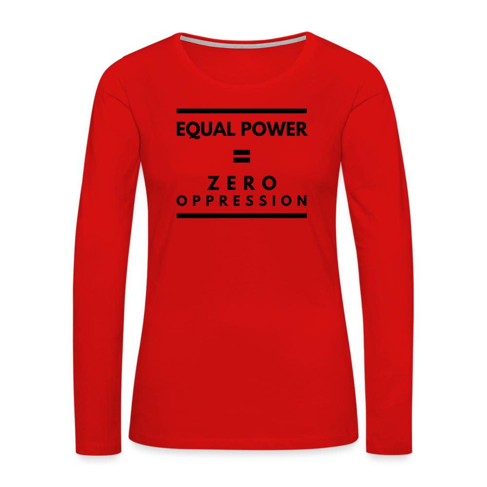 Equal Power T-Shirt - Women Long Sleeve - Sym-Black - red