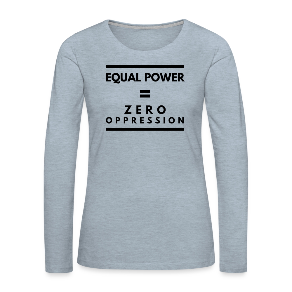 Equal Power T-Shirt - Women Long Sleeve - Sym-Black - heather ice blue