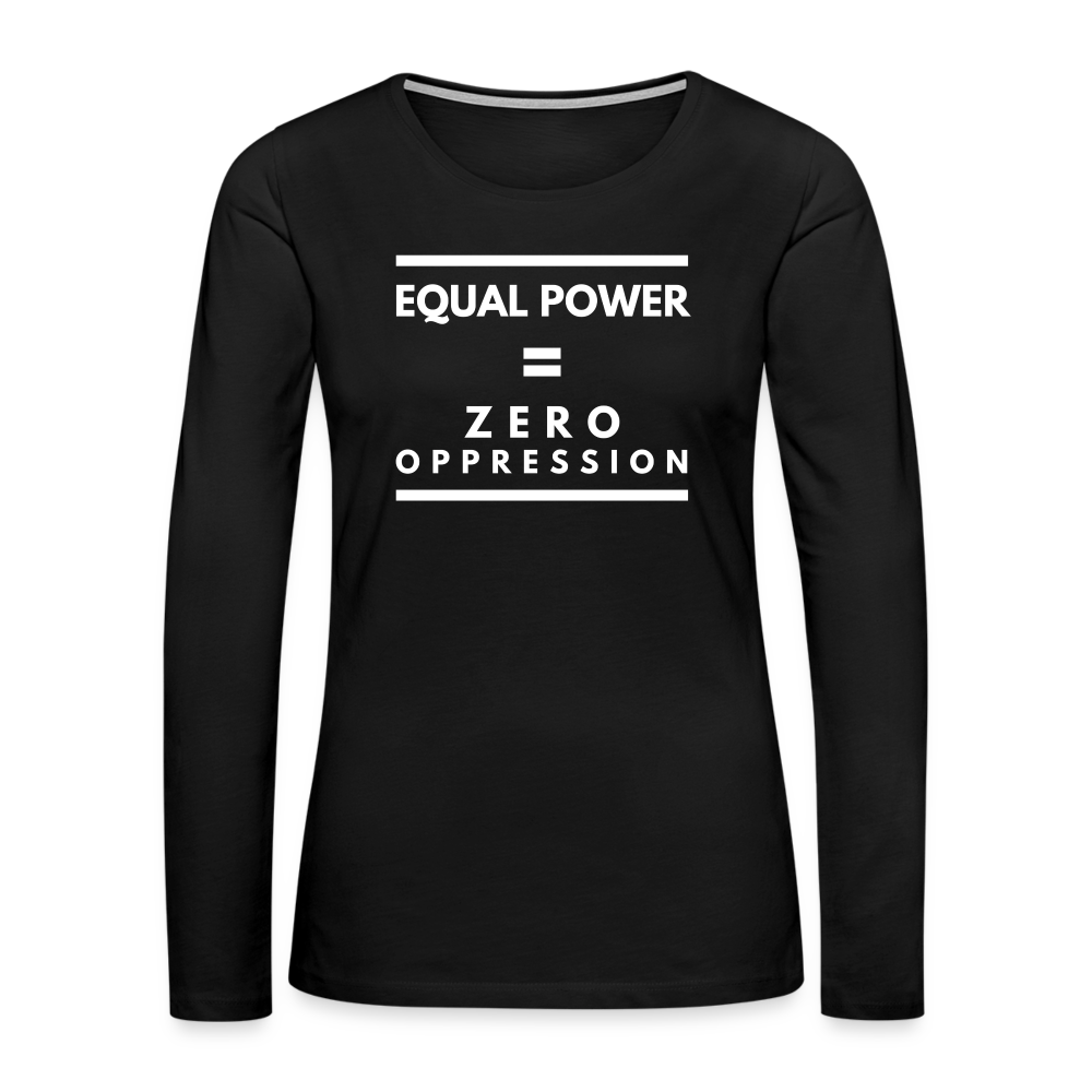 Equal Power T-Shirt - Women Long Sleeve - Sym-White - black