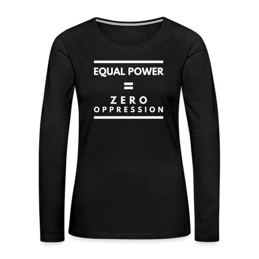 Equal Power T-Shirt - Women Long Sleeve - Sym-White - black