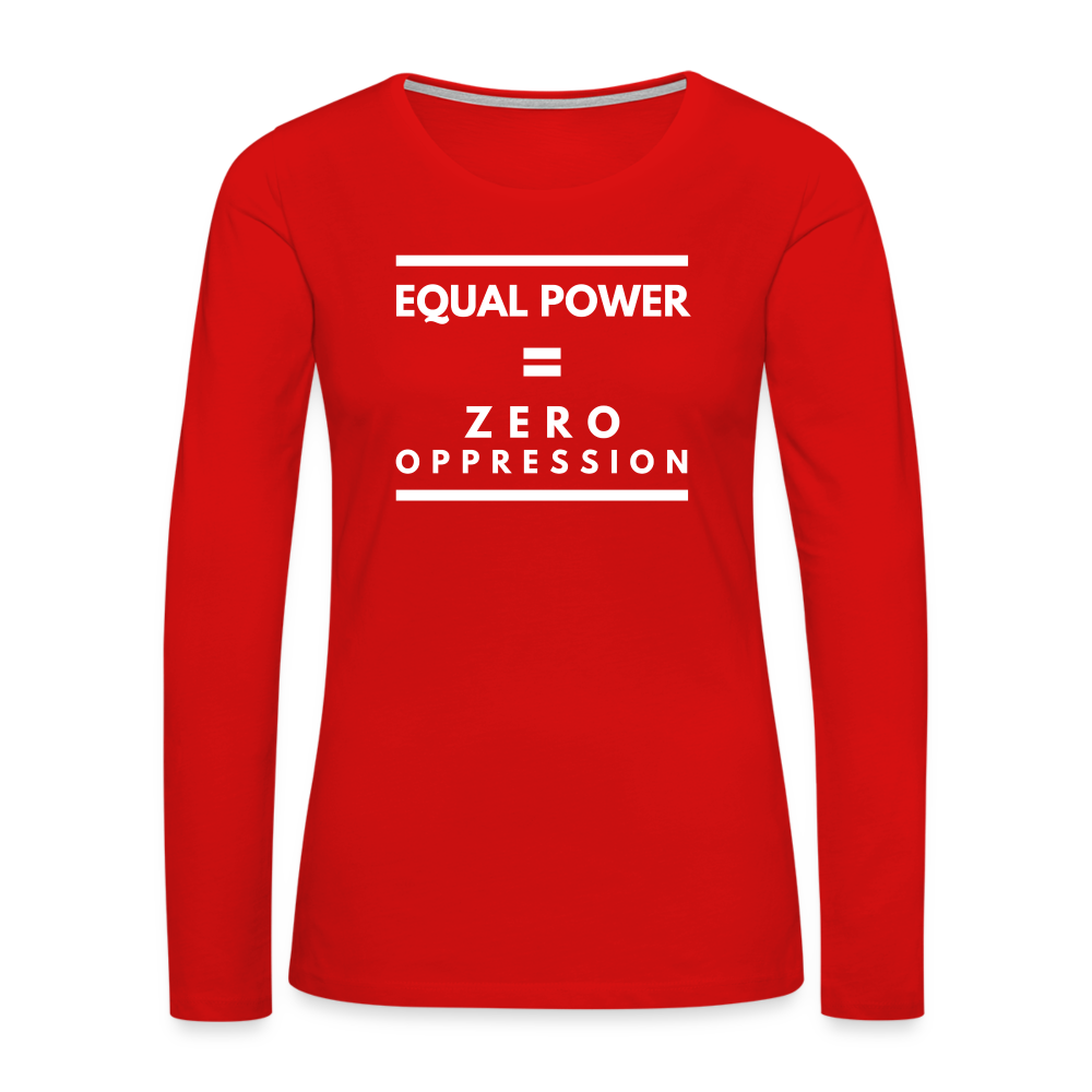 Equal Power T-Shirt - Women Long Sleeve - Sym-White - red