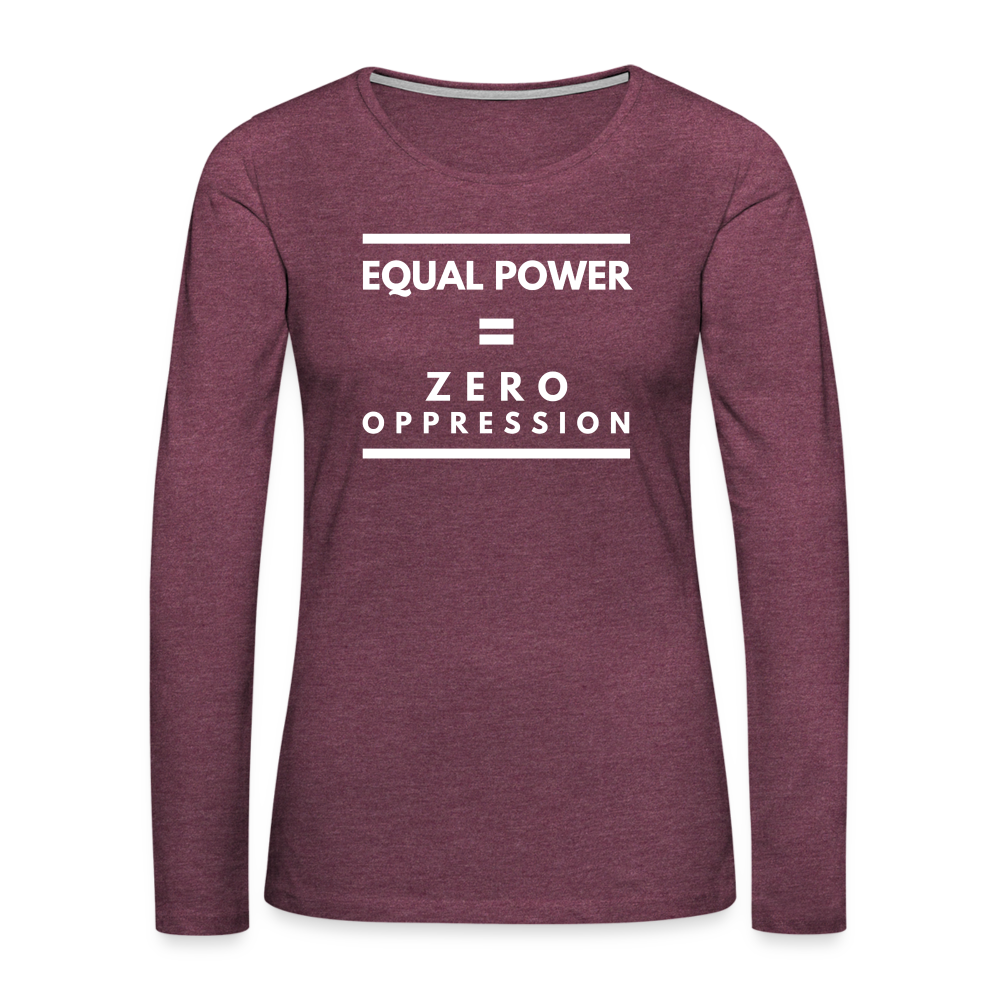 Equal Power T-Shirt - Women Long Sleeve - Sym-White - heather burgundy