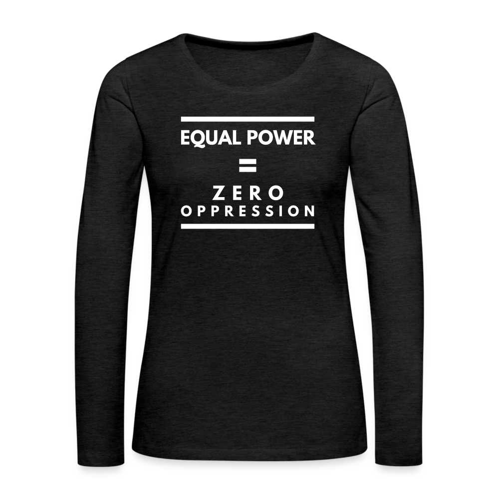 Equal Power T-Shirt - Women Long Sleeve - Sym-White - charcoal grey