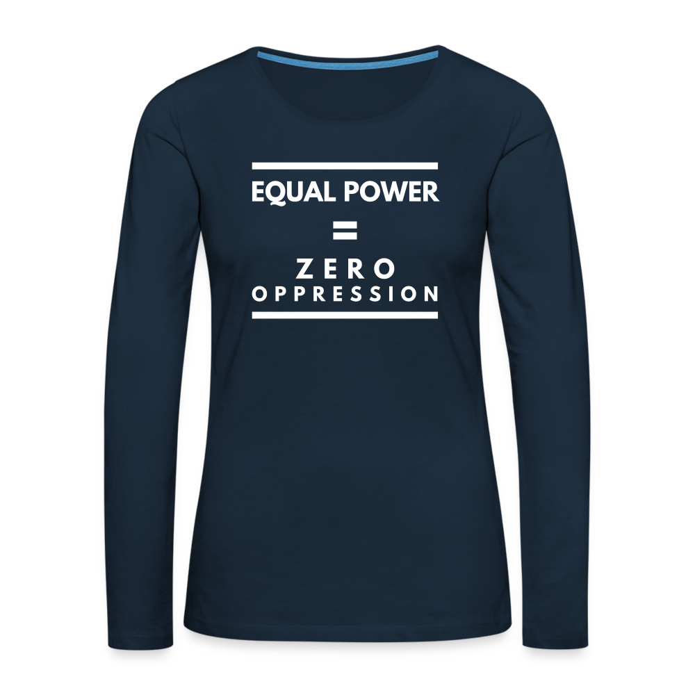 Equal Power T-Shirt - Women Long Sleeve - Sym-White - deep navy