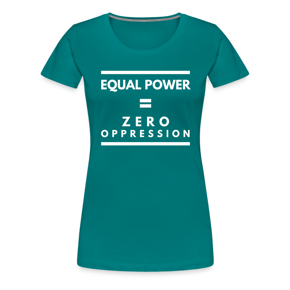 Equal Power T-Shirt - Women Short Sleeve - Sym-White - teal