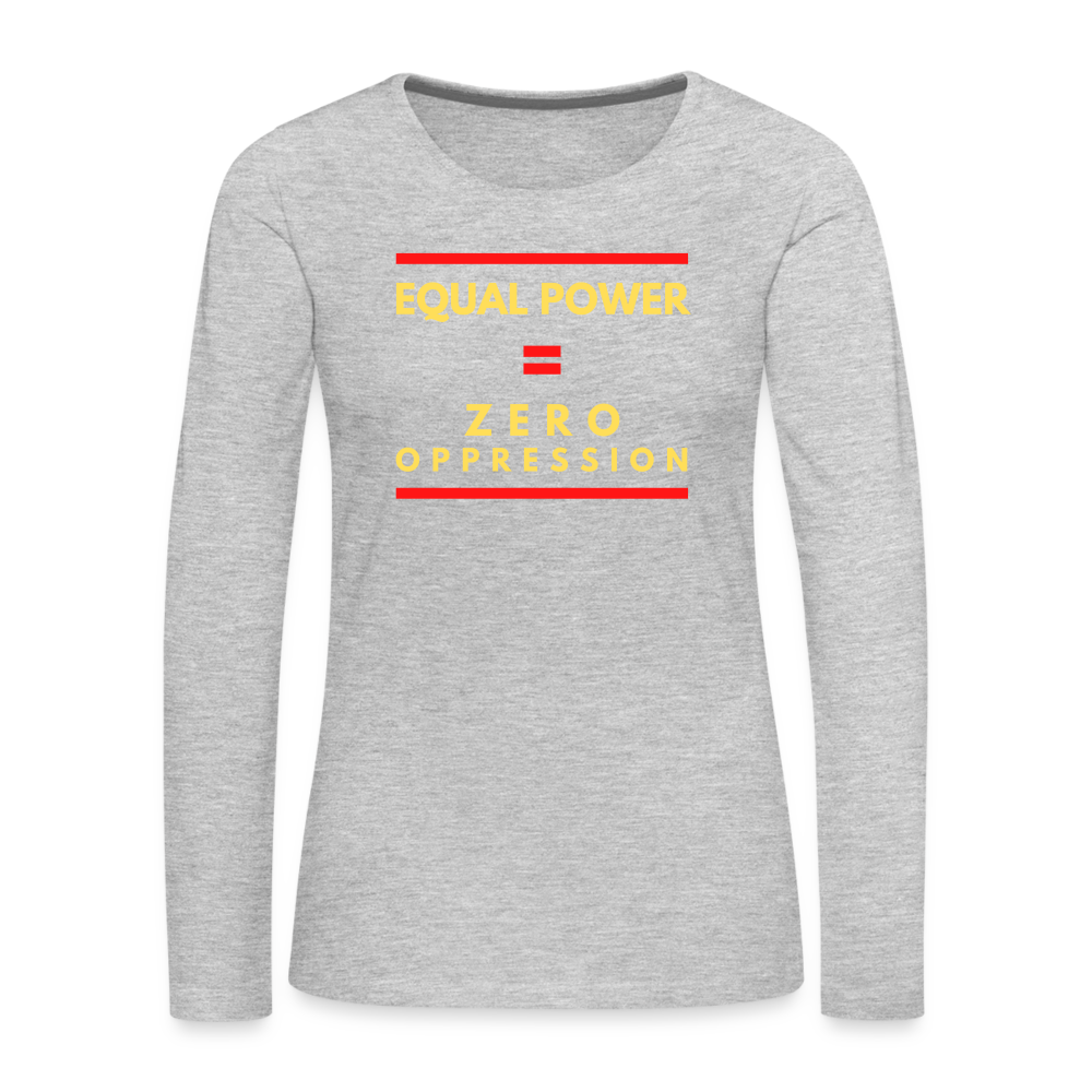 Equal Power T-Shirt - Women Long Sleeve - Sym-Red-Yellow - heather gray