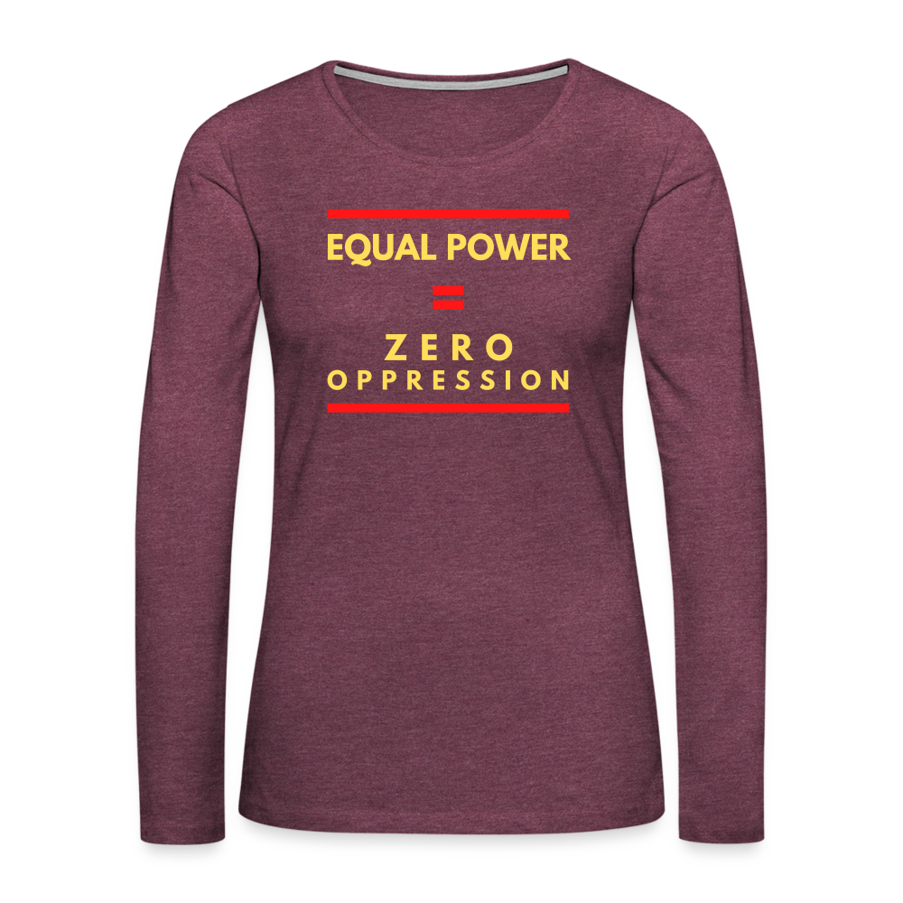 Equal Power T-Shirt - Women Long Sleeve - Sym-Red-Yellow - heather burgundy