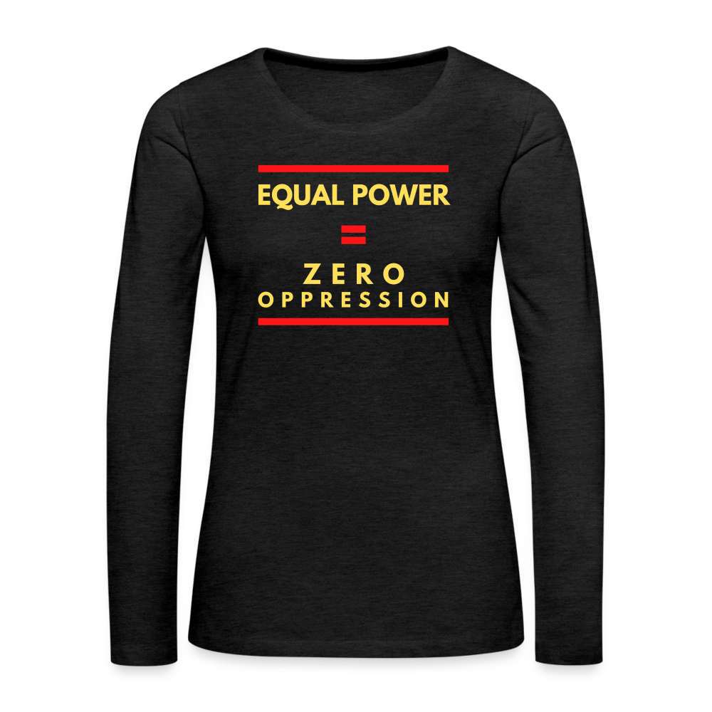 Equal Power T-Shirt - Women Long Sleeve - Sym-Red-Yellow - charcoal grey