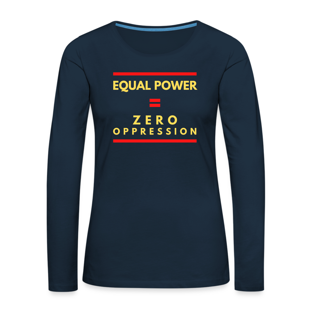 Equal Power T-Shirt - Women Long Sleeve - Sym-Red-Yellow - deep navy