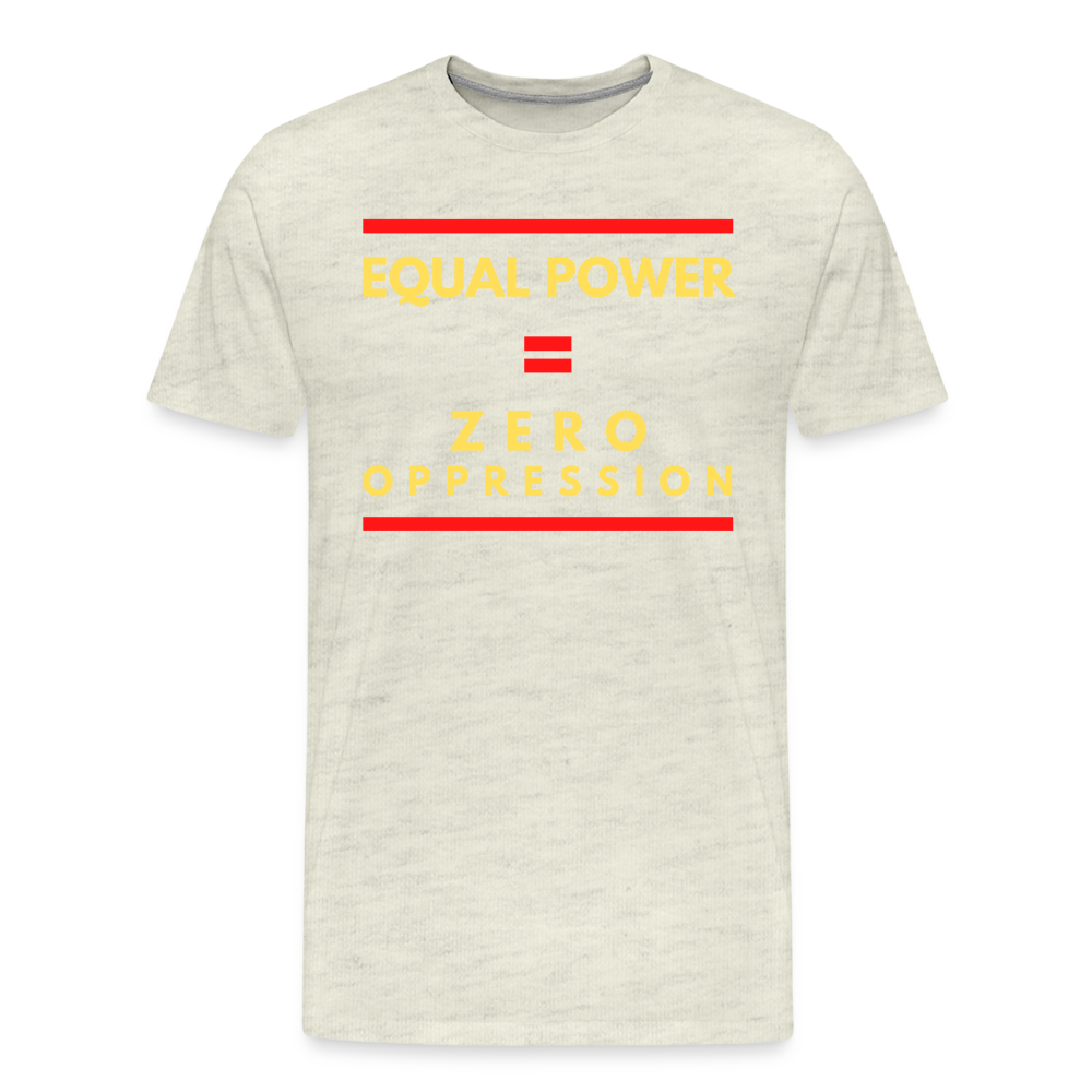 Equal Power T-Shirt - Men Short Sleeve - Sym-Red-Yellow - heather oatmeal