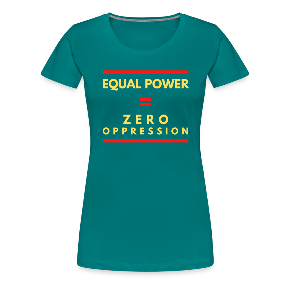 Equal Power T-Shirt - Women Short Sleeve - Sym-Red-Yellow - teal