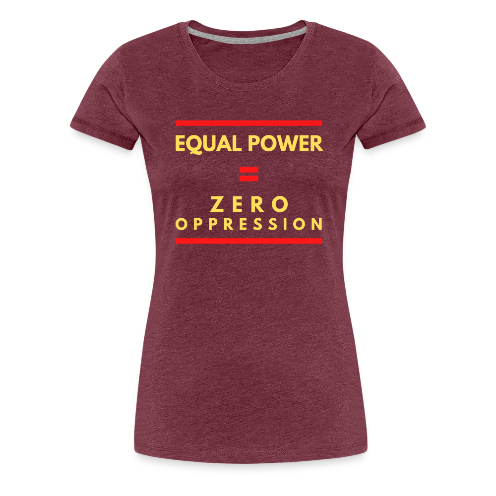 Equal Power T-Shirt - Women Short Sleeve - Sym-Red-Yellow - heather burgundy